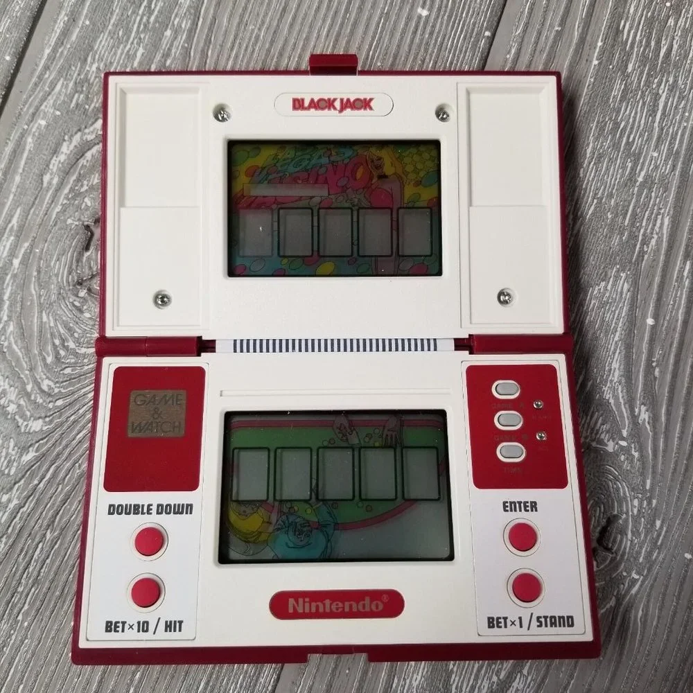 Vintage Nintendo Game & Watch Black Jack Handheld 1985 BJ-60 w/ Box + Manual